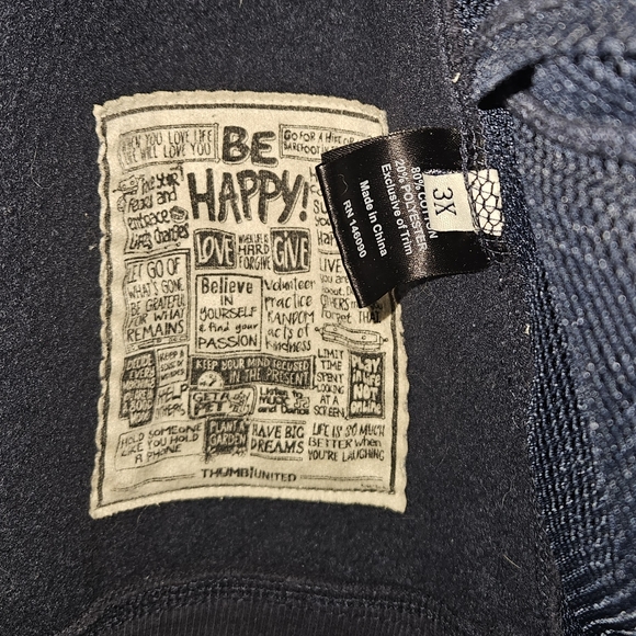 Thumb! Zipup hoodie 3x Navy - Picture 3 of 3